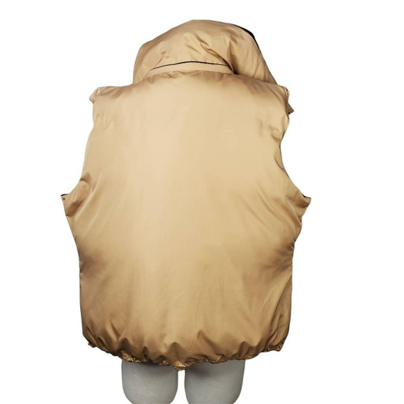 Marvin Richards Womens Down Reversible Puffer Vest Black Beige Zip Pockets XL - Picture 5 of 11